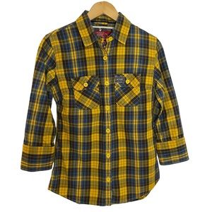 Superdry Lumberjack Plaid Cotton Button Down Shirt Size Medium